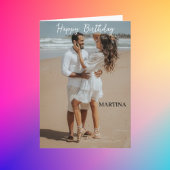 カスタムシンプルモダンScriptフォトハッピーバースデー カード