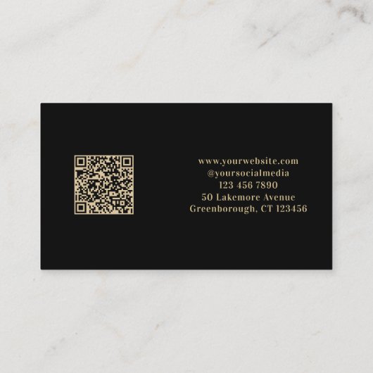 カスタムシンプルモノグラムブラック金ゴールド 名刺 (裏面)