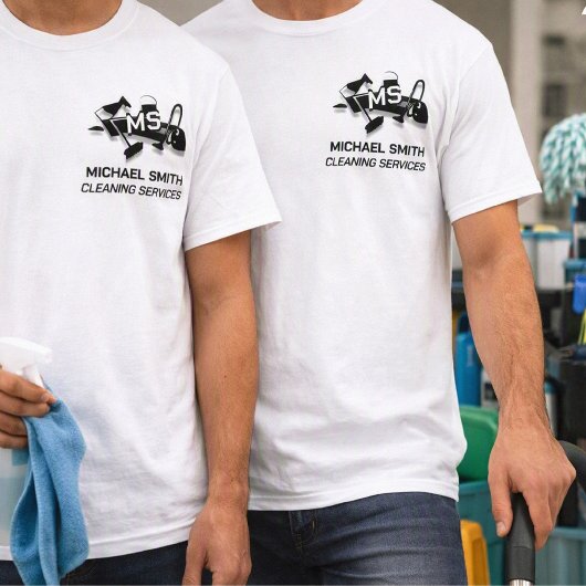 カスタムシンプルロゴのハウスクリーニングサービスモノグラムかわいい Tシャツ