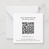 カスタムシンプルロゴQRコード ノートカード (裏面)