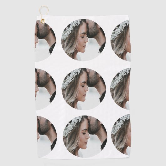 カスタムシンプル円形画像コラージュの追加の名前 ゴルフタオル (正面)