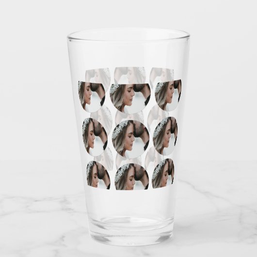 カスタムシンプル円形画像コラージュの追加の名前 タンブラーグラス (正面)