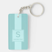 カスタムシンプル写真オンライトティール（緑がかった色）ターコイズブルー キーホルダー (裏面)