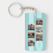 カスタムシンプル写真オンライトティール（緑がかった色）ターコイズブルー キーホルダー (正面)