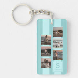 カスタムシンプル写真オンライトティール（緑がかった色）ターコイズブルー キーホルダー