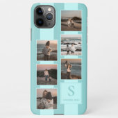 カスタムシンプル写真オンライトティール(緑がかった色)ターコイズブルー iPhoneケース (裏面)