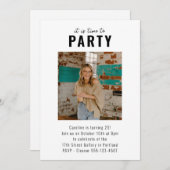 カスタムシンプル写真モダン大人の誕生日パーティー 招待状 (正面/裏面)