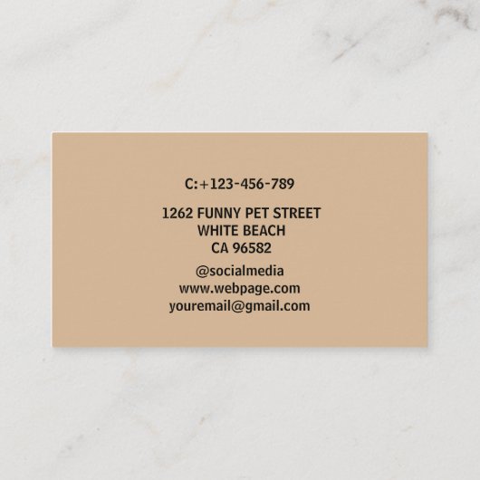カスタムシンプル可愛いペットPETサービスクラフトビジネス 名刺 (裏面)
