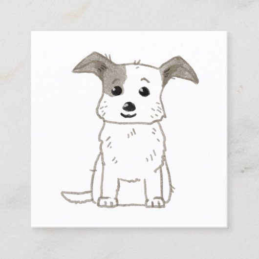 カスタムシンプル可愛い犬の歩く座りサービス スクエア名刺 (正面)