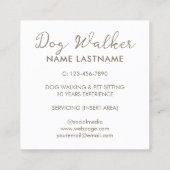 カスタムシンプル可愛い犬の歩く座りサービス スクエア名刺 (裏面)