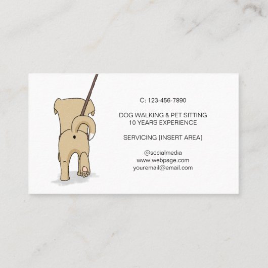 カスタムシンプル可愛い犬の歩く座りサービス 名刺 (裏面)