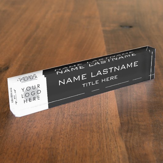 カスタムシンプル基本中央白黒タイトル デスクネームプレート (側面)