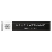 カスタムシンプル基本中央白黒タイトル デスクネームプレート (正面)