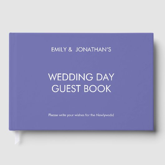 カスタムシンプル文字ブルーウェディングデー ゲストブック (正面)