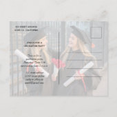 カスタムシンプル書モダン道写真卒業 インビテーションポストカード (裏面)