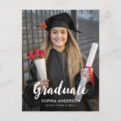 カスタムシンプル書モダン道写真卒業 インビテーションポストカード (正面)