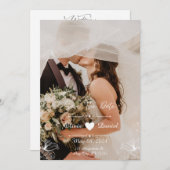 カスタムシンプル白黒フォト結婚ズ 招待状 (正面/裏面)