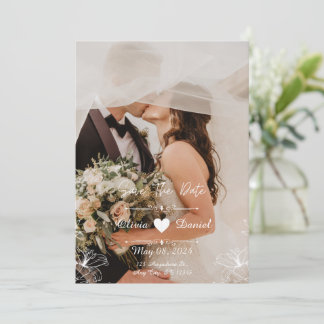 カスタムシンプル白黒フォト結婚ズ 招待状