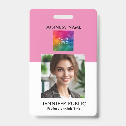 カスタムシンプル社員の写真QRコード会社のロゴ バッジ (正面)