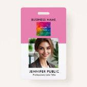 カスタムシンプル社員の写真QRコード会社のロゴ バッジ (正面)