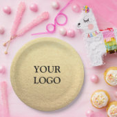 カスタムシンプル金ゴールドの消去ロゴはこちら ペーパープレート (パーティー)