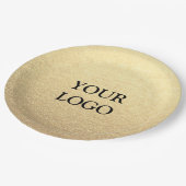 カスタムシンプル金ゴールドの消去ロゴはこちら ペーパープレート (アングル)