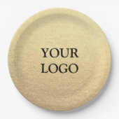 カスタムシンプル金ゴールドの消去ロゴはこちら ペーパープレート (正面)