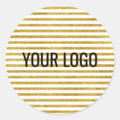 カスタムシンプル金ゴールドストライプのロゴはこちら ラウンドシール (正面)