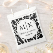 カスタムシンプル黒白モノグラム枝 フェイバーバッグ (クリップ留めされた状態)
