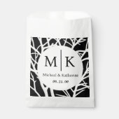 カスタムシンプル黒白モノグラム枝 フェイバーバッグ (正面)