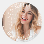 カスタムシンプル21モダン歳の誕生日の写真 ラウンドシール (正面)