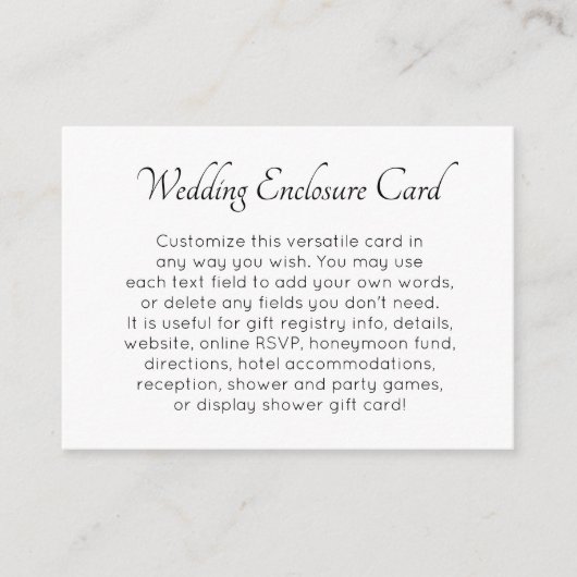 カスタムシンプルDIYブラック&ホワイト結婚ズ エンクロージャーカード (正面)