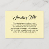 カスタムシンプルDIY淡い色の Yellow Versatile結婚'sの エンクロージャーカード (裏面)