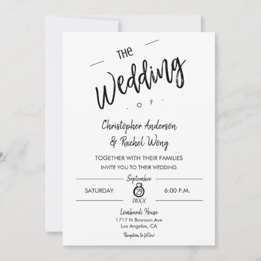 カスタムシンプルInvのミニマル結婚リストスクリプト 招待状 (正面)