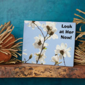 カスタムシンボルや象徴プラーク青マグノリア花 フォトプラーク (側面)