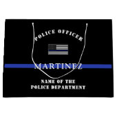 カスタムシン・ブルー・ライン警察官米国国旗の警官 ラージペーパーバッグ (正面)