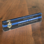 カスタムシン・ブルー・ライン警察官部署のロゴ デスクネームプレート (側面)