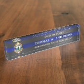 カスタムシン・ブルー・ライン警察役員法部ロゴ デスクネームプレート (側面)