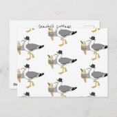 カスタムシーガルイラストレーションホリデーホテル/レンタル ポストカード (正面/裏面)