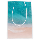 カスタムシーサイドビーチブルーシーサンドテンプレート ミディアムペーパーバッグ (正面)