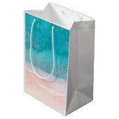 カスタムシーサイドビーチブルーシーサンドテンプレート ミディアムペーパーバッグ (裏面アングル)