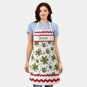 カスタムシーズンレッドホリーベリーグリーン葉ズ エプロン