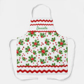 カスタムシーズンレッドホリーベリーグリーン葉ズ エプロン (正面)
