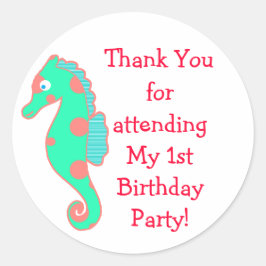 カスタムシーホース誕生日パーティー好意ステッカー ラウンドシール