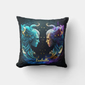 カスタムジェミニ〔占星術の〕十二宮図占星術ファンタジーサンサイン クッション (正面)