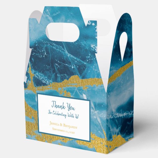 カスタムジオードアゲート宝石 青と金 フェイバーボックス (オープン)