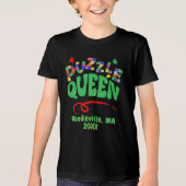 カスタムジグソーパズルクイーンの場所の日付名 トライブレンドTシャツ (正面)