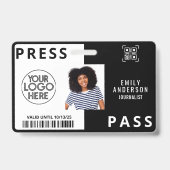 カスタムジャーナリストPress Photo ID Logo Horizontal バッジ (正面)