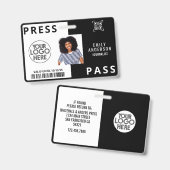 カスタムジャーナリストPress Photo ID Logo Horizontal バッジ (正面＆裏面)