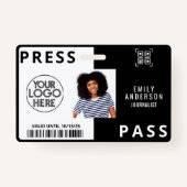 カスタムジャーナリストPress Photo ID Logo Horizontal バッジ (正面)